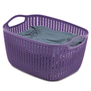 Home Basics Large Crochet Plastic Basket - Assorted Colors