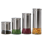 Load image into Gallery viewer, Michael Graves Design Essence 4 Piece Stainless Steel Canister Set with Clear Glass Bottom, Silver $15.00 EACH, CASE PACK OF 4