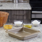 Load image into Gallery viewer, Home Basics Aurelia Non-Stick 11” x 3” Carbon Steel Square Baking Pan, Gold $4 EACH, CASE PACK OF 12