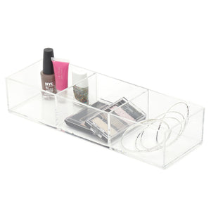 Home Basics 3 Compartment Plastic Cosmetic Organizer, Clear $4.00 EACH, CASE PACK OF 12