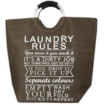 Load image into Gallery viewer, Home Basics Laundry Rules Canvas Hamper Tote with Soft Grip Handles, Brown $12.00 EACH, CASE PACK OF 6