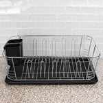 Load image into Gallery viewer, Home Basics 3 Piece Chrome Dish Rack Set, Black $15.00 EACH, CASE PACK OF 6
