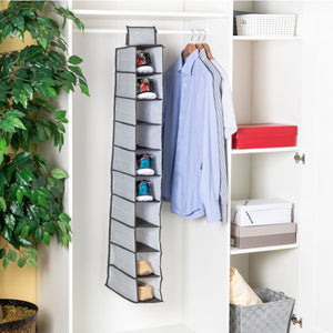 Homes Basics 10-Shelf Herringbone Hanging Closet Organizer, Grey $5.00 EACH, CASE PACK OF 12