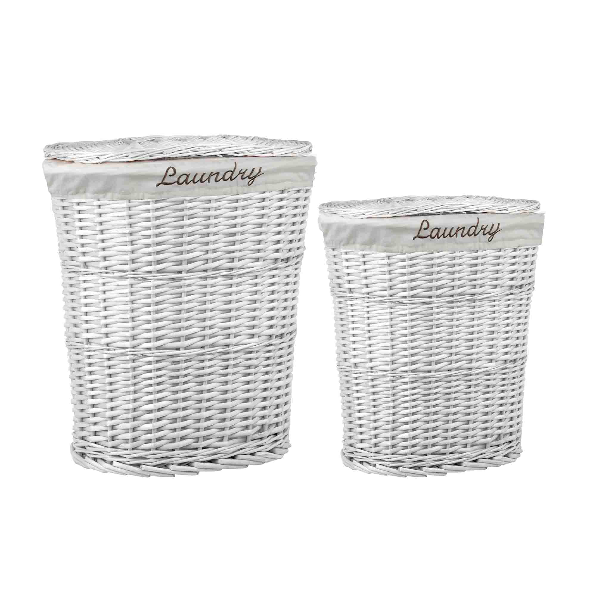 Home Basics  2 Piece  Wicker Hamper with Liner, White $40.00 EACH, CASE PACK OF 1