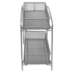 Home Basics 2 Tier Mesh Steel Helper Shelf with Removable Sliding Baskets, Silver $10 EACH, CASE PACK OF 6