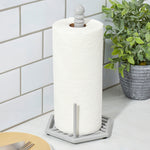 Load image into Gallery viewer, Home Basics Lines Freestanding Cast Iron Paper Towel Holder with Dispensing Side Bar, Grey $10 EACH, CASE PACK OF 3