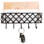 Load image into Gallery viewer, Home Basics Black Lattice Letter Rack with Key Hooks $4.00 EACH, CASE PACK OF 12