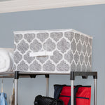 Load image into Gallery viewer, Home Basics Arabesque Jumbo Non-Woven Storage Box with Label Window, Grey $6.00 EACH, CASE PACK OF 12