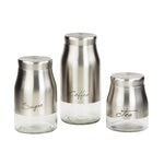 Load image into Gallery viewer, Home Basics 3 Piece Stainless Steel Canister Set with See-Through Glass Base, Silver $16.00 EACH, CASE PACK OF 4