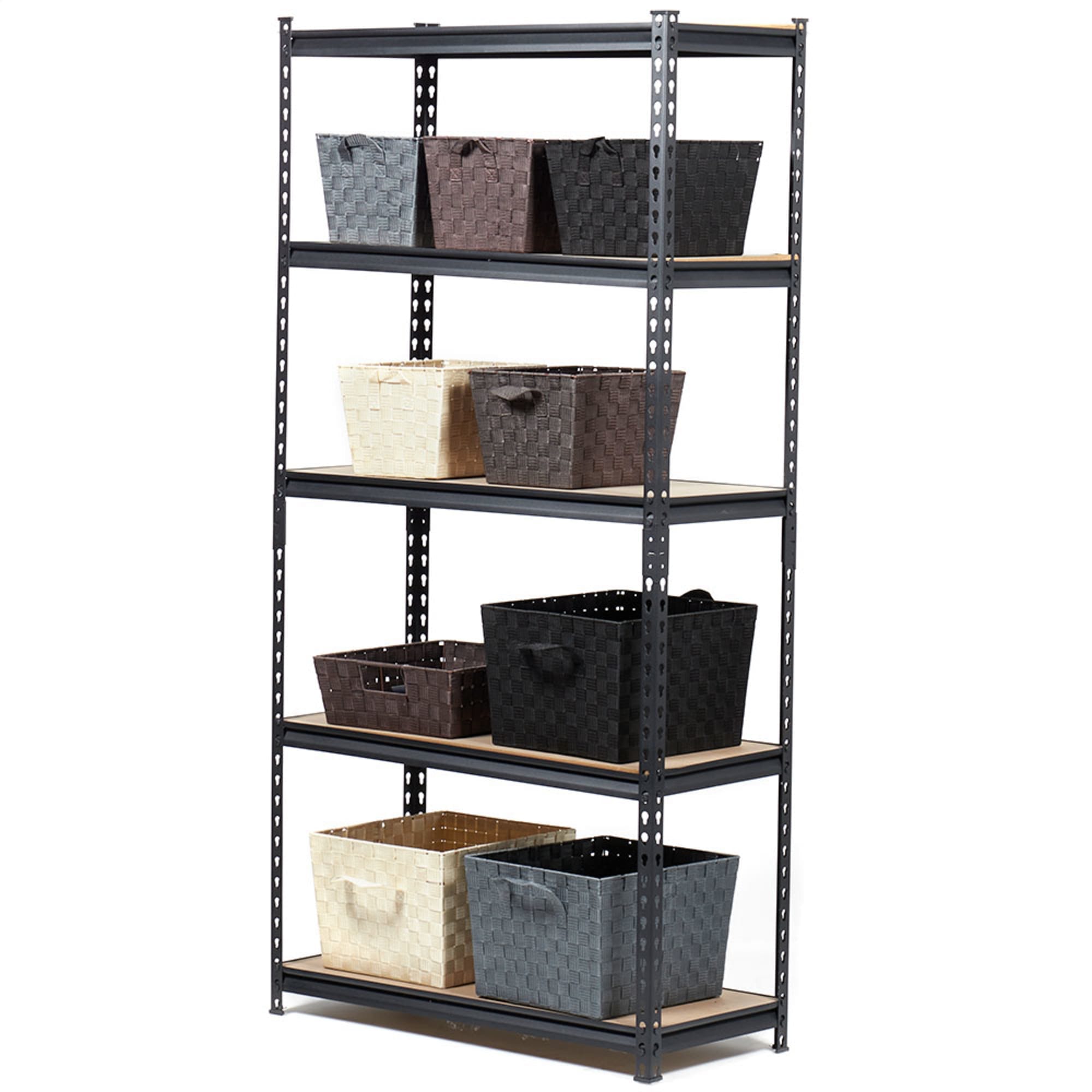 Home Basics Quick Assembly 5 Tier Heavy Duty Shelf,  (35" x 72"), Black $80.00 EACH, CASE PACK OF 1