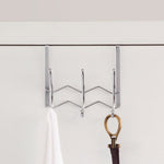 Load image into Gallery viewer, Home Basics Chevron 3 Dual Hook Over the Door Organizing Rack, Chrome $5.00 EACH, CASE PACK OF 12