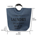 Load image into Gallery viewer, Home Basics Deluxe Laundry Canvas Hamper Tote with Soft Grip Handles, Navy $12.00 EACH, CASE PACK OF 6
