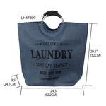 Load image into Gallery viewer, Home Basics Deluxe Laundry Canvas Hamper Tote with Soft Grip Handles, Navy $12.00 EACH, CASE PACK OF 6