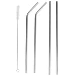 Load image into Gallery viewer, Home Basics 5 Piece Reusable Stainless Steel Drinking Straw Set, Silver $2 EACH, CASE PACK OF 24
