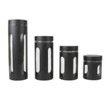 Load image into Gallery viewer, Home Basics 4 Piece Metal Canisters with Multiple Peek-Through Windows, Black $12.00 EACH, CASE PACK OF 4
