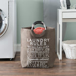Load image into Gallery viewer, Home Basics Laundry Rules Canvas Hamper Tote with Soft Grip Handles, Brown $12.00 EACH, CASE PACK OF 6