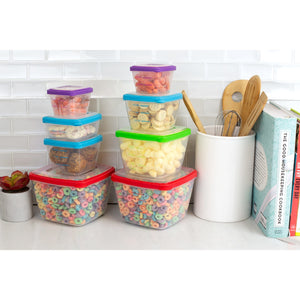 Home Basics 16 Piece Nesting Plastic Food Storage Container Set with Multi-Color Snap-On Lids $8.00 EACH, CASE PACK OF 12