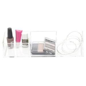Home Basics 3 Compartment Plastic Cosmetic Organizer, Clear $4.00 EACH, CASE PACK OF 12