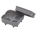Load image into Gallery viewer, Home Basics 4 Sphere Silicone Ice Cube Mold with Lid, Grey $3.00 EACH, CASE PACK OF 24
