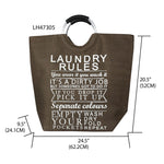 Load image into Gallery viewer, Home Basics Laundry Rules Canvas Hamper Tote with Soft Grip Handles, Brown $12.00 EACH, CASE PACK OF 6