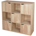 Load image into Gallery viewer, Home Basics 9 Cube MDF Storage Shelf with Doors, Natural $75 EACH, CASE PACK OF 1