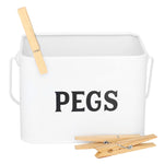 Load image into Gallery viewer, Home Basics Countryside Tin Peg Holder with Handle, White $4.00 EACH, CASE PACK OF 12
