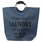 Load image into Gallery viewer, Home Basics Deluxe Laundry Canvas Hamper Tote with Soft Grip Handles, Navy $12.00 EACH, CASE PACK OF 6
