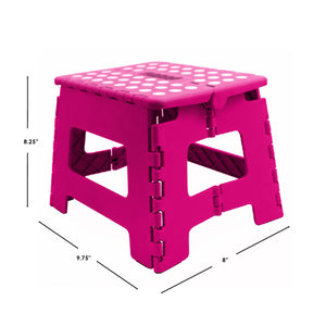 Home Basics Small Plastic Folding Stool with Non-Slip Dots - Assorted Colors