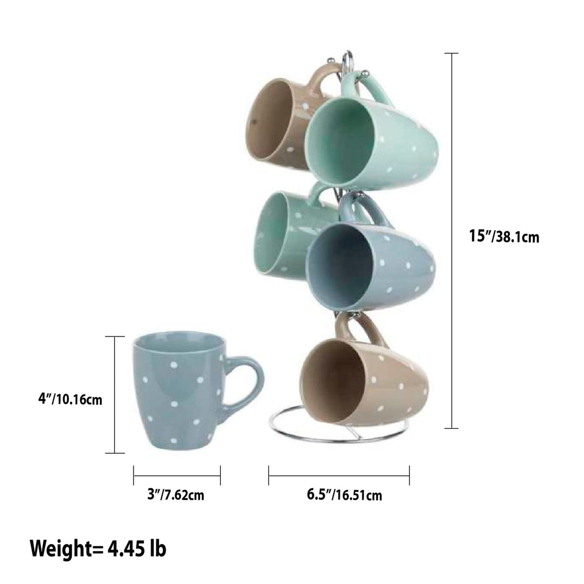 6 Piece Coffee Mug Set with Stand (Set of 6) Latitude Run