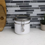 Load image into Gallery viewer, Home Basics 25 oz. Canister with Stainless Steel Top, White $5 EACH, CASE PACK OF 8
