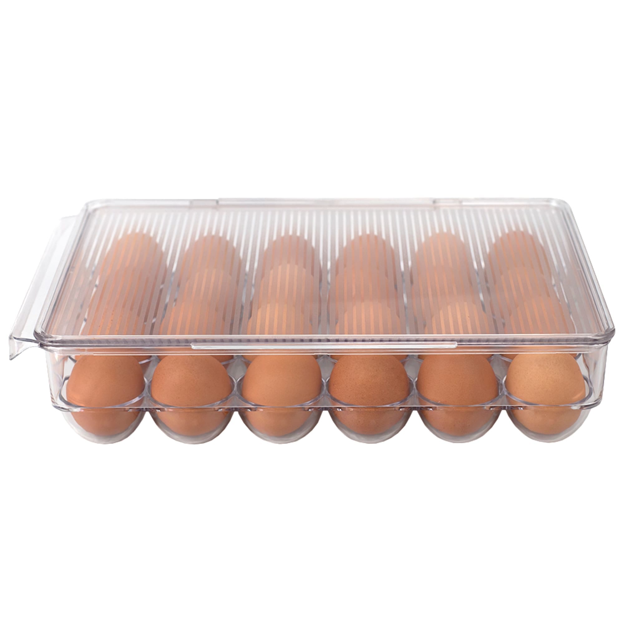 Home Basics Stackable 24 Compartment BPA Free Plastic  Extra Large Egg Holder Storage Tray with Lid, Clear $6.00 EACH, CASE PACK OF 12