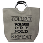 Load image into Gallery viewer, Home Basics Collect Laundry Canvas Hamper Tote with Soft Grip Handles, Grey $12.00 EACH, CASE PACK OF 6