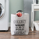 Load image into Gallery viewer, Home Basics Collect Laundry Canvas Hamper Tote with Soft Grip Handles, Grey $12.00 EACH, CASE PACK OF 6