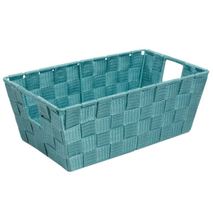 Home Basics Small Polyester Woven Strap Open Bin, Teal $3.00 EACH, CASE PACK OF 6