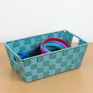 Home Basics Small Polyester Woven Strap Open Bin, Teal $3.00 EACH, CASE PACK OF 6