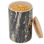 Load image into Gallery viewer, Home Basics Marble Print Large Ceramic Canister with Bamboo Top, Black $7.00 EACH, CASE PACK OF 12