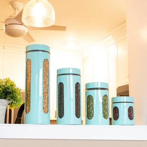 Home Basics 4 Piece Essence Collection Metal Canister Set, Turquoise $12.00 EACH, CASE PACK OF 4
