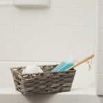 Load image into Gallery viewer, Home Basics Small Faux Rattan Basket with Cut-out Handles, Grey $6.50 EACH, CASE PACK OF 6