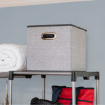 Load image into Gallery viewer, Home Basics Herringbone Collapsible and Foldable Non-woven Storage Cube, Grey $4.00 EACH, CASE PACK OF 12