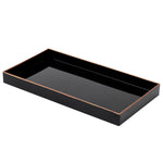 Load image into Gallery viewer, Home Basics 7&quot; x 14&quot; Decorative Vanity Tray with Contrasting Gold Trim, Black $5.00 EACH, CASE PACK OF 8
