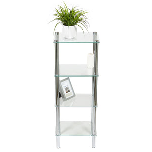 Home Basics 4 Tier Multi Use Rectangle Glass Corner Shelf, Clear $60.00 EACH, CASE PACK OF 3