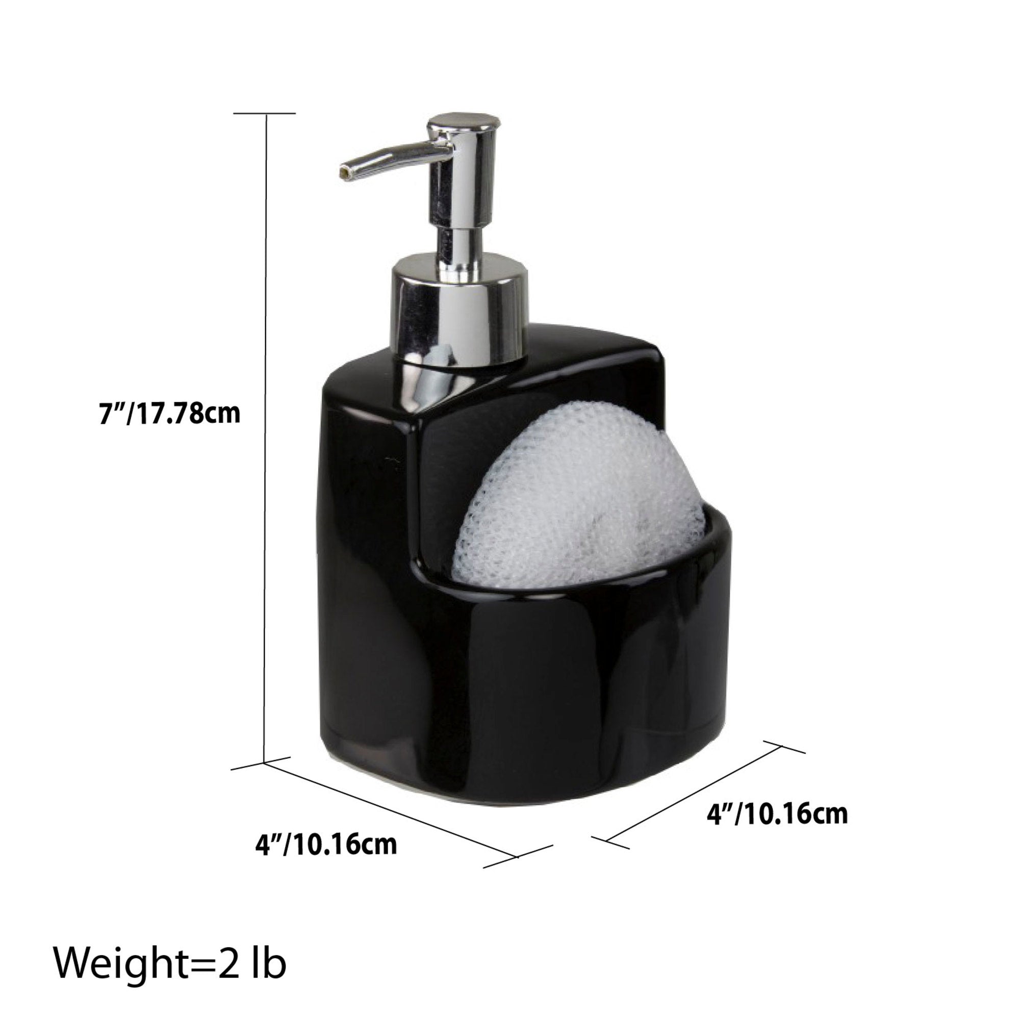 Home Basics 8 oz. Square Ceramic Soap Dispenser with Sponge - Assorted Colors