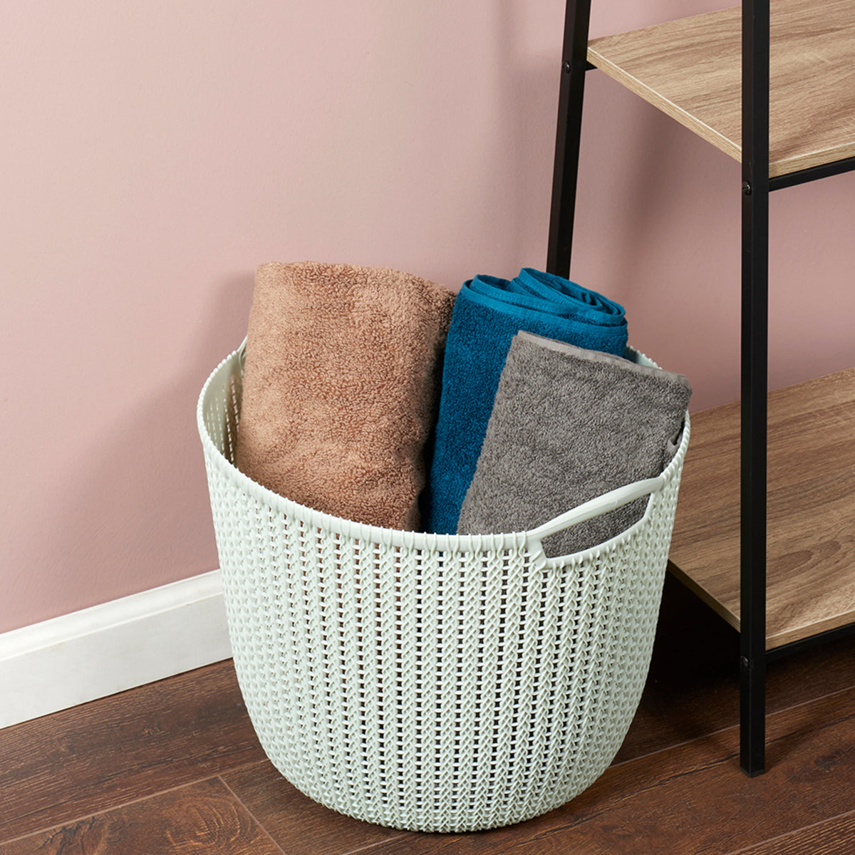 Home Basics Large Crochet Plastic Basket, STORAGE ORGANIZATION