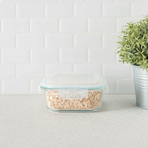 Home Basics 27. oz. Square Borosilicate Glass Food Storage Container $5 EACH, CASE PACK OF 12