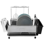 Load image into Gallery viewer, Michael Graves Design Deluxe Extra Large Capacity Stainless Steel Dish Rack with Wine Glass Holder, Black $30.00 EACH, CASE PACK OF 4