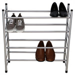Load image into Gallery viewer, Home Basics Expandable 4 Tier Steel Shoe Rack, Chrome $20.00 EACH, CASE PACK OF 12
