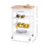 Load image into Gallery viewer, Home Basics 4 Tier Kitchen Trolley with Wood Top, White $100 EACH, CASE PACK OF 1
