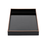 Load image into Gallery viewer, Home Basics 7&quot; x 14&quot; Decorative Vanity Tray with Contrasting Gold Trim, Black $5.00 EACH, CASE PACK OF 8
