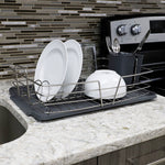 Load image into Gallery viewer, Michael Graves Design Deluxe Dish Rack with Satin Nickel Finish Wire and Removable Dual Compartment Utensil Holder, Grey/Silver $12.00 EACH, CASE PACK OF 6