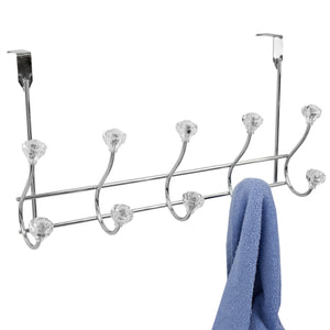 Home Basics 5 Hook Over the Door Hanging Rack with Crystal Knobs, Chrome $8.00 EACH, CASE PACK OF 12